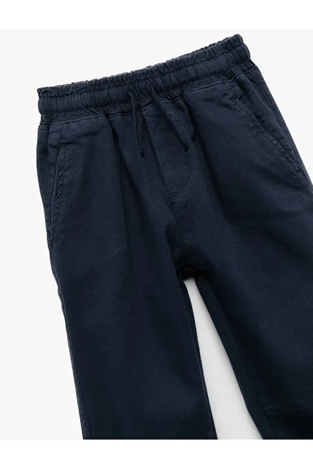 Детские брюки для девочек с завязками на поясе Koton, Navy Blue — фото 3