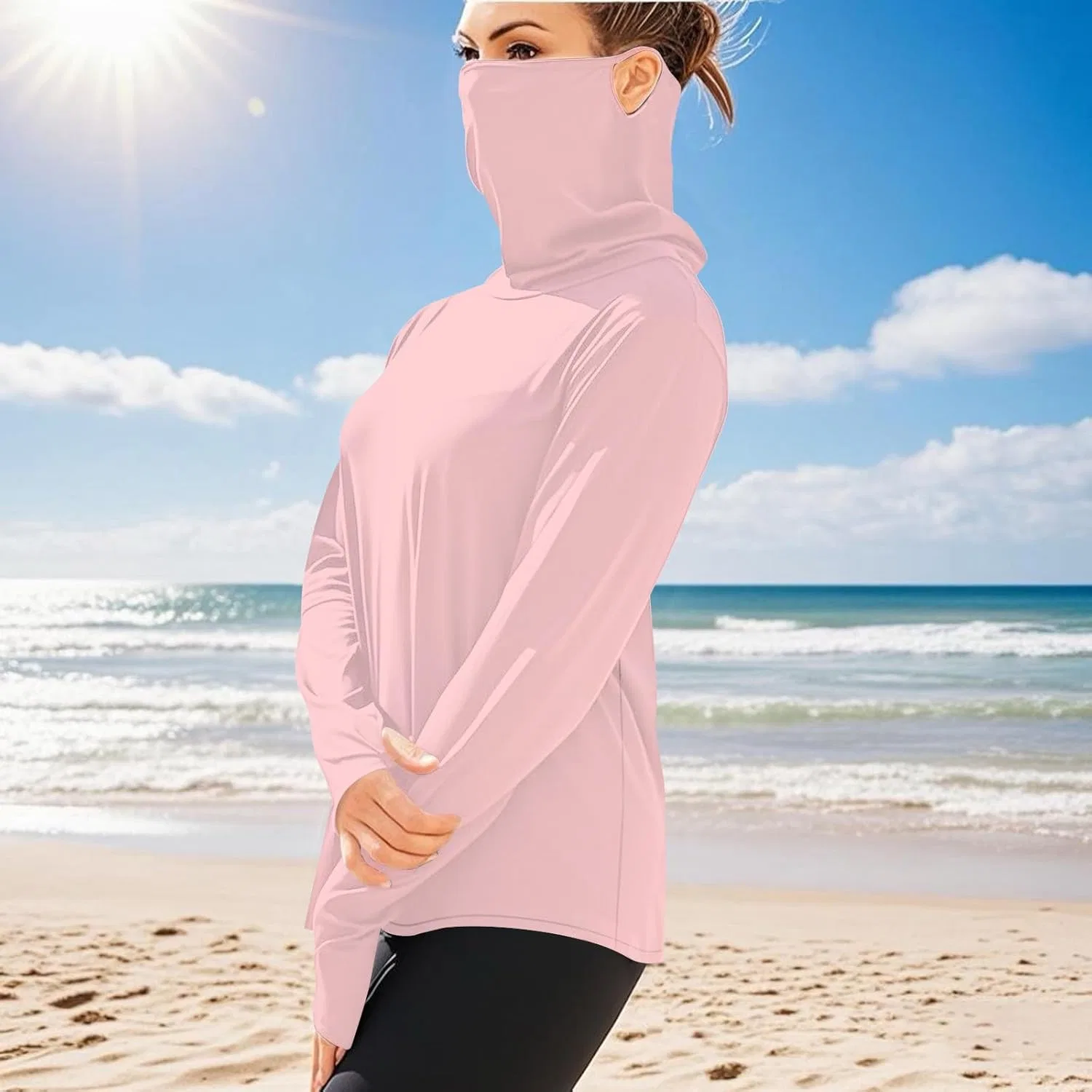 Женская футболка с защитой UPF 50+ с длинным рукавом, Pink — фото 3