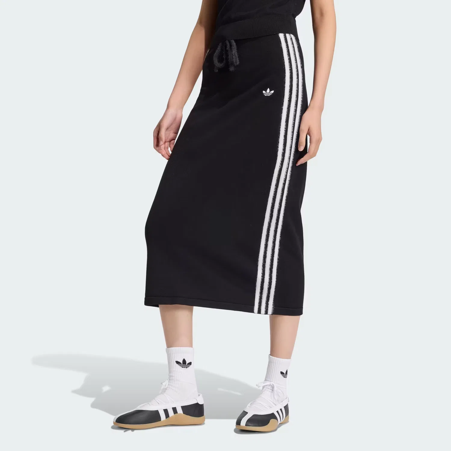 Женская вязаная юбка с эластичным поясом Knitted Skirt Adidas Originals, черный/белый