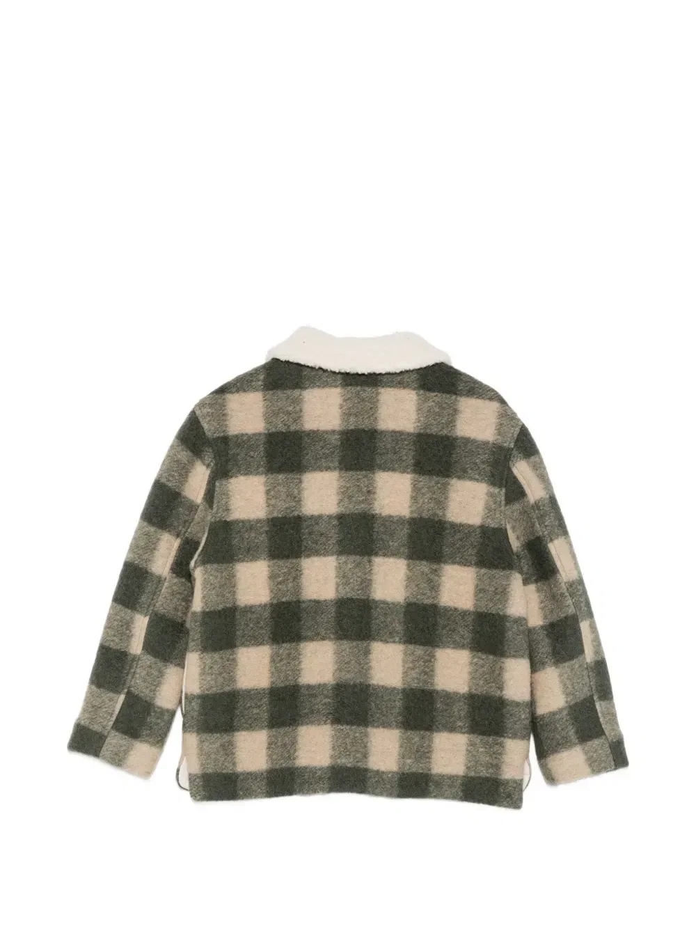 Куртка в клетку с воротником из овчины Emporio Armani Kids, зеленый — фото 2