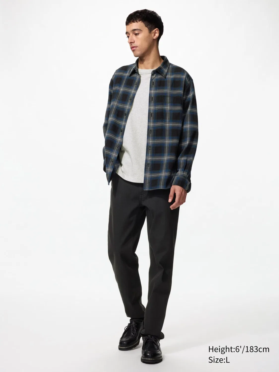Рубашка фланелевая Uniqlo, клетчатая тартан, черный — фото 3