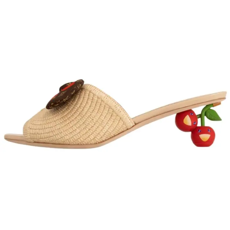 Сандалии Cherie Mule X Takashi Murakami Raffia Women's LOUIS VUITTON, Beige