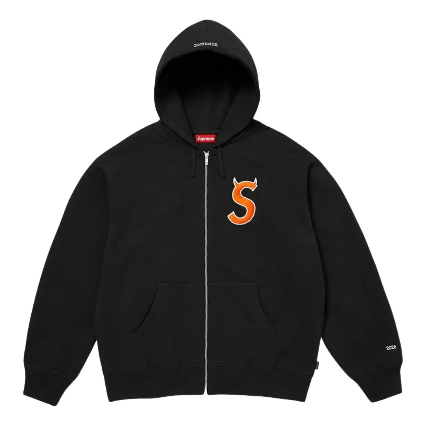 Толстовка Supreme SS26 Devil S Logo на молнии с капюшоном, черная
