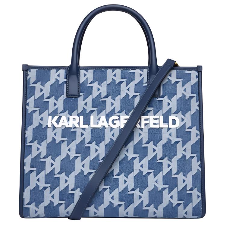 

KARL LAGERFELD / Karl Lagerfeld Jeans Хлопковая сумка шоппер унисекс среднего размера синяя