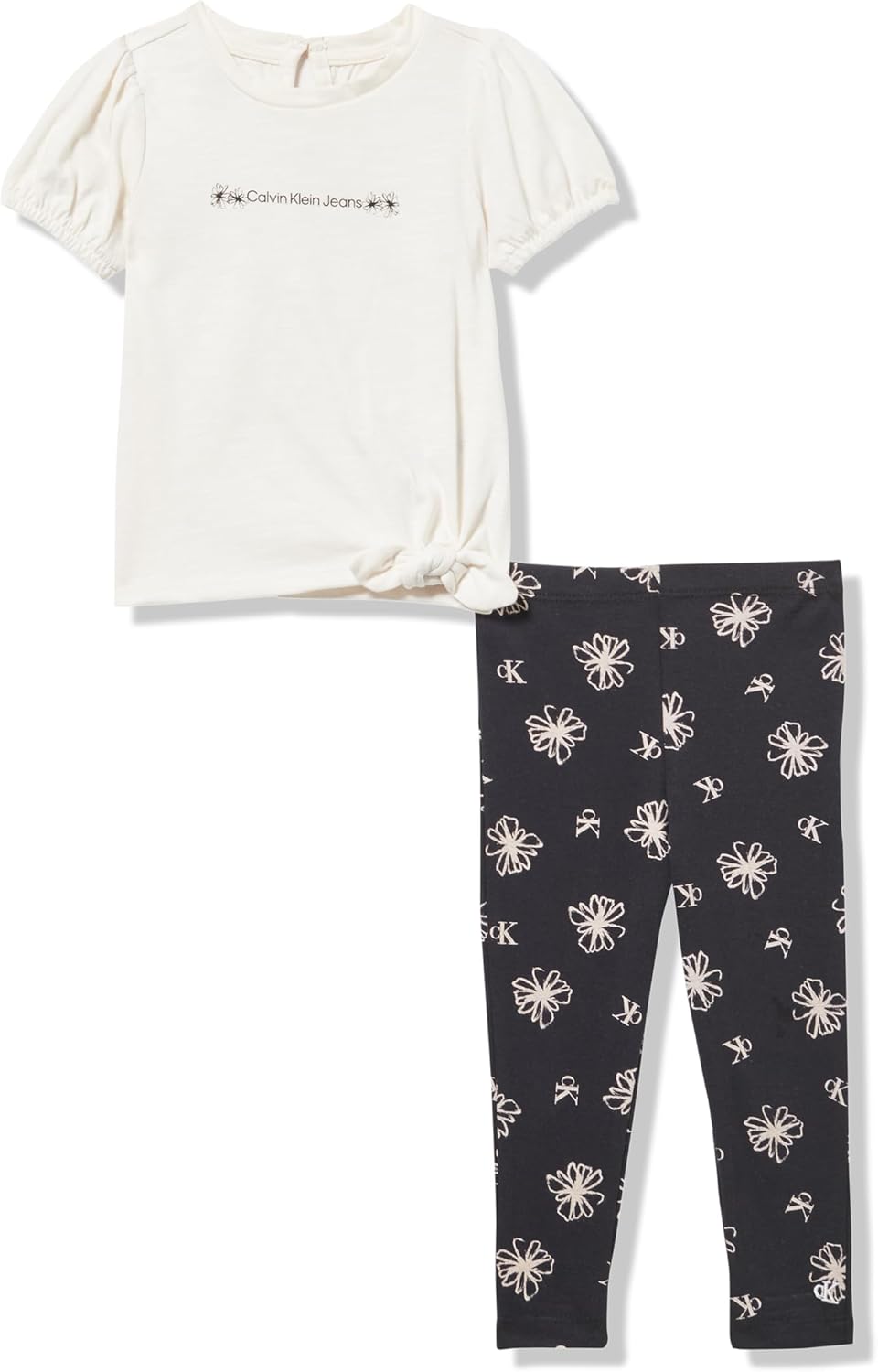 

Комплект из 2 предметов: туника и леггинсы Calvin Klein для девочек, Egret/Deep Black