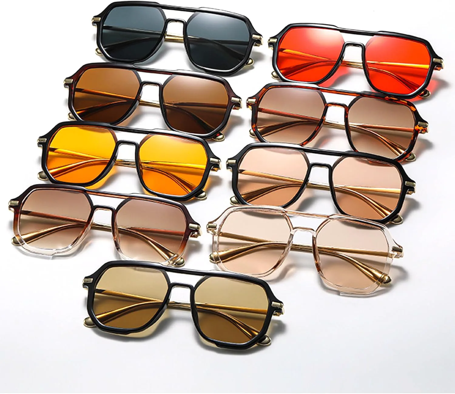 

Солнцезащитные очки Bullabulling в стиле ретро «пилот» для женщин и мужчин, модель 2026, с квадратной верхней перекладиной, легкие, в стиле 70-х, Brown/Tea