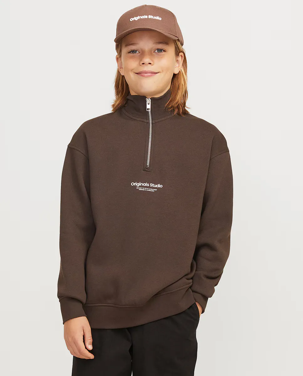 

Толстовка для мальчиков на полумолнии Jack & Jones, коричневый