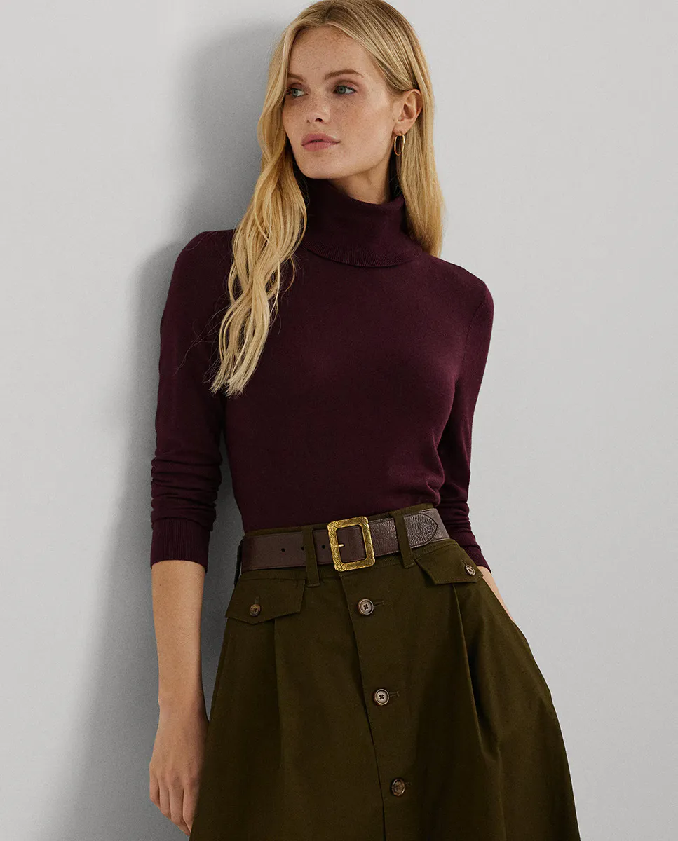 

Женский приталенный свитер с высоким воротником Lauren Ralph Lauren, цвет Granate