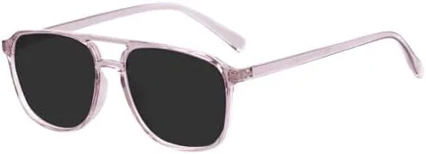 

Солнцезащитные очки 2027 года, прозрачные, для мужчин и женщин, с двойной перемычкой, в узкой оправе, поляризованные, для вождения MTZJH, Transparent Purple