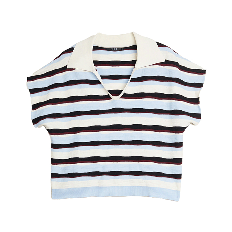 

ELLE Трикотажная блуза с полосками и воротником-поло