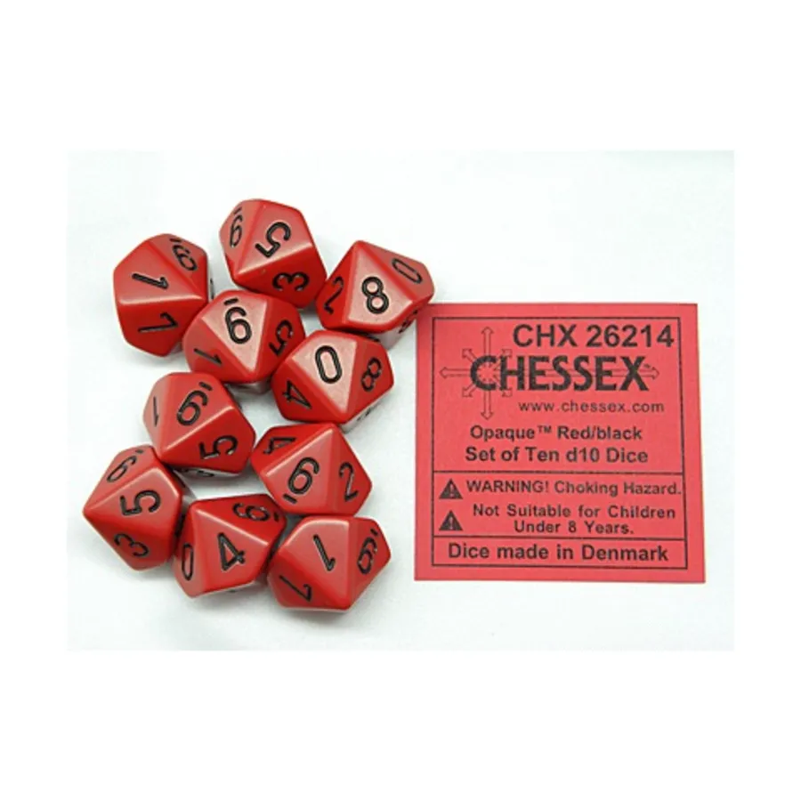 

d10 Красный с черным (10), Dice - Opaque - d10 (Chessex)