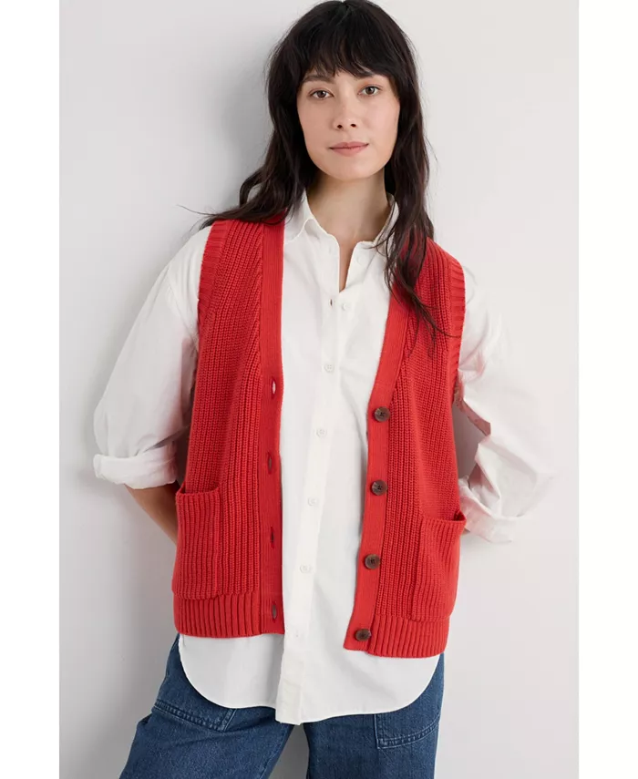 

Женский жилет Swanpool на пуговицах спереди Seasalt Cornwall, красный