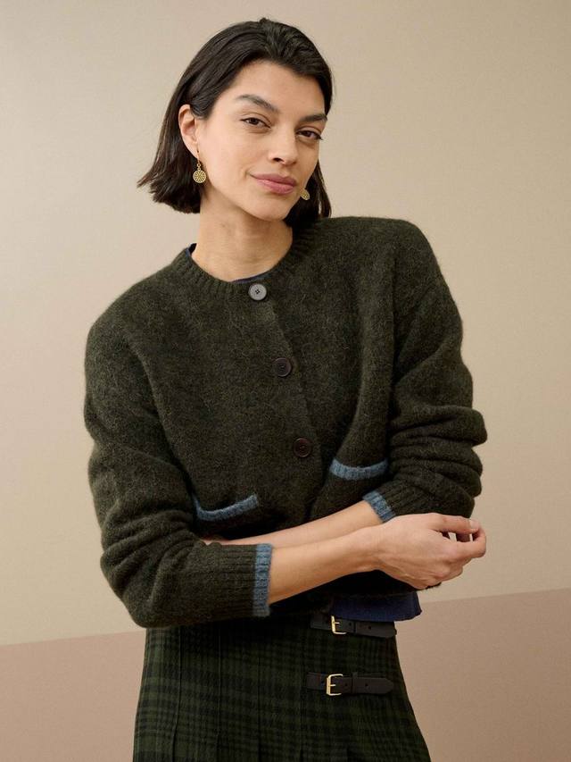 

Кардиган с круглым вырезом из шерстяной смеси Brora, Seaweed