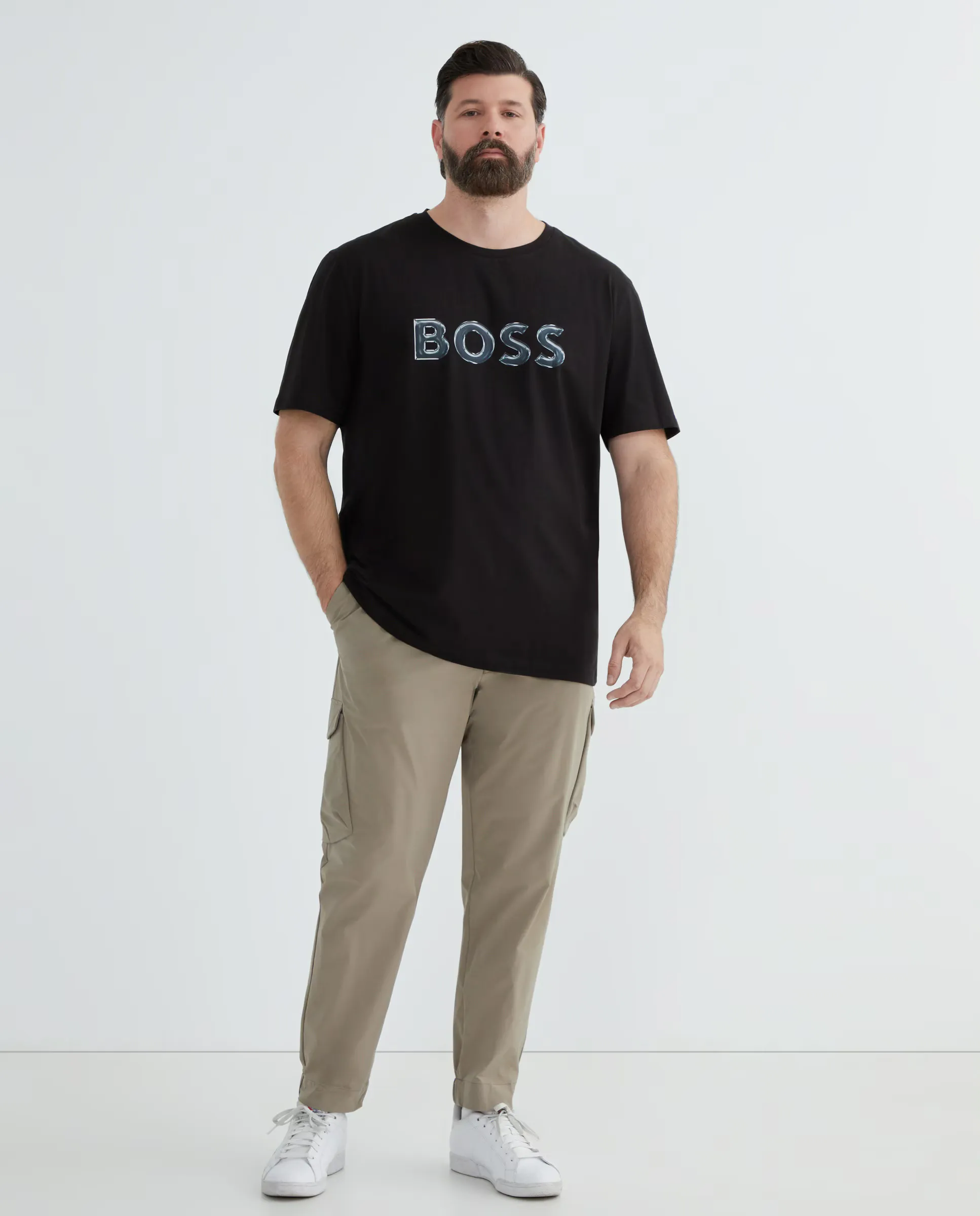 

Брюки карго мужские с боковыми карманами больших размеров Boss, зеленый