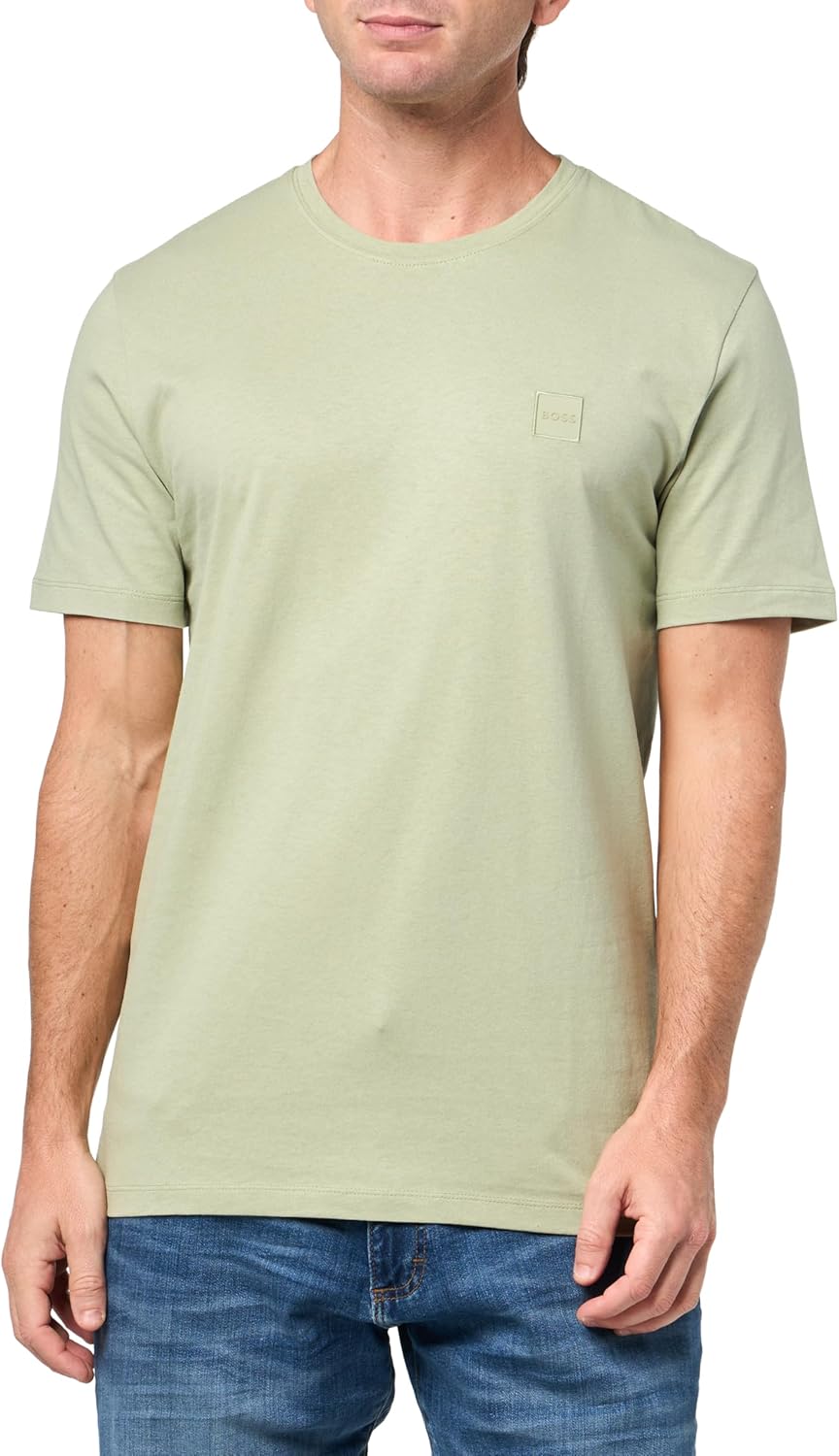 

Мужская футболка BOSS с тональной тканой нашивкой-логотипом, Moss Green, Зеленый, Мужская футболка BOSS с тональной тканой нашивкой-логотипом, Moss Green