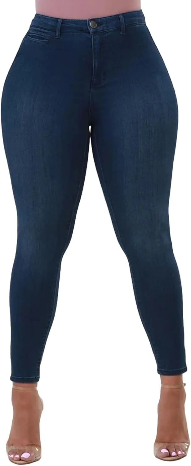 

HugeNice женские джинсы скинни мид-райз slim fit с эластичным поясом