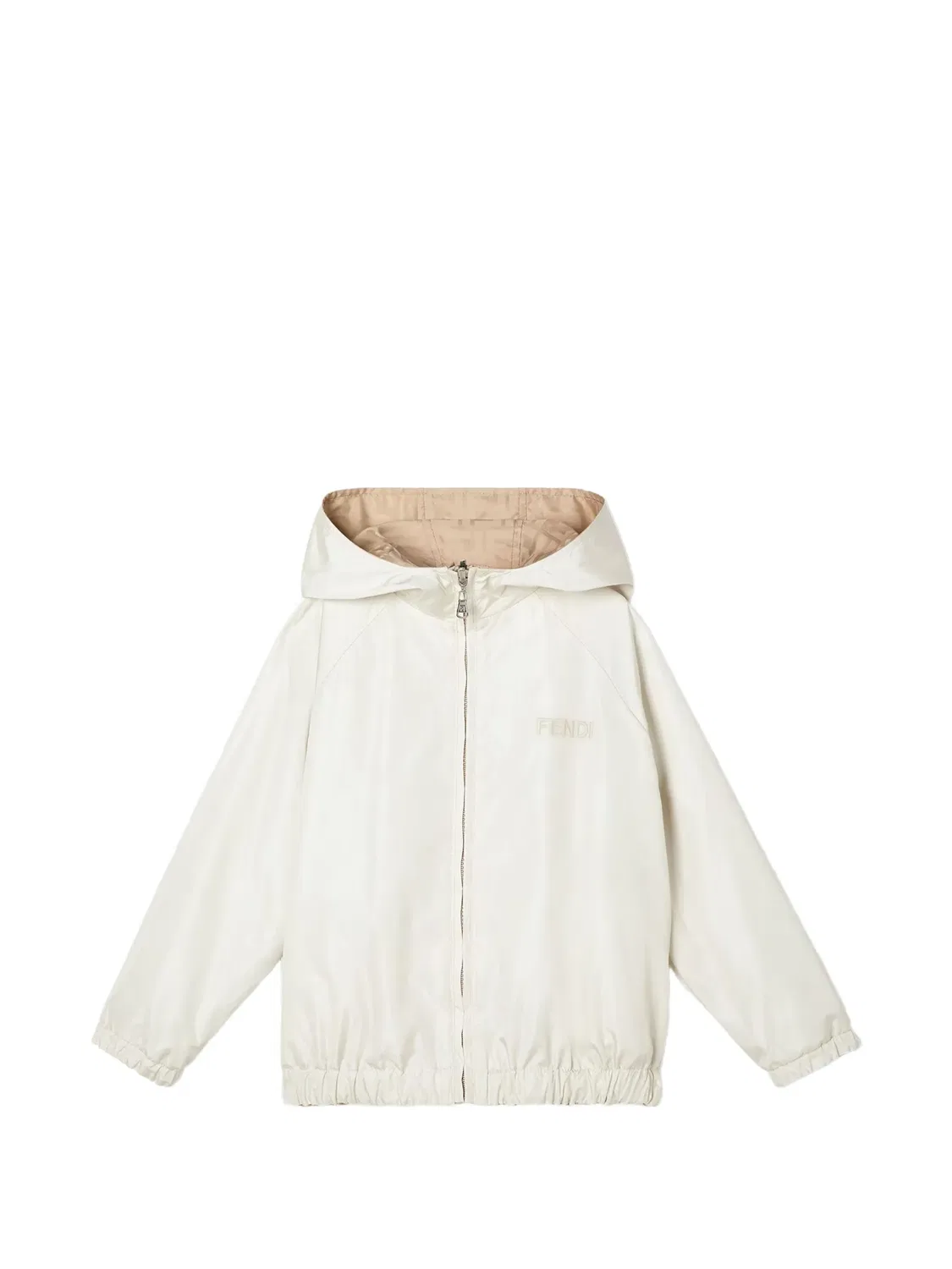 Двусторонняя куртка Junior с логотипом FF Fendi Kids, нейтральные цвета