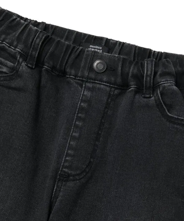 Джинсы прямого кроя на резинке, Regular Fit Musinsa Standard Kids, washed black — фото 4