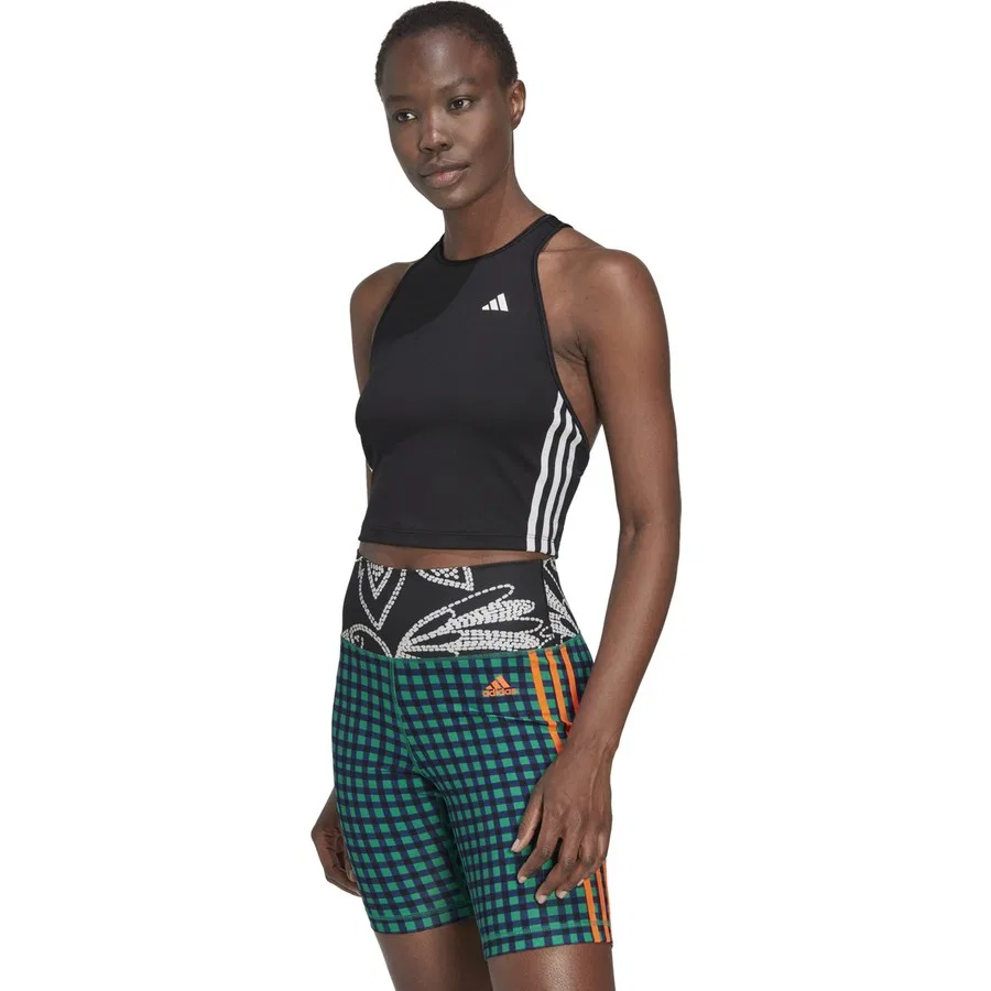 Женский топ без рукавов adidas HN1049 W 3s Crop Tk, Черно-белый — фото 2