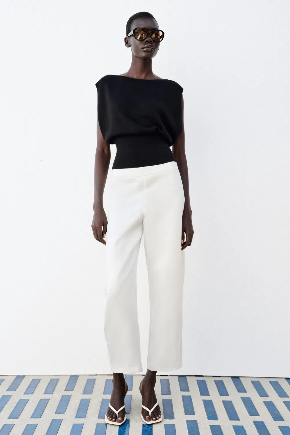 Вязаный топ приталенного кроя ZARA, Black