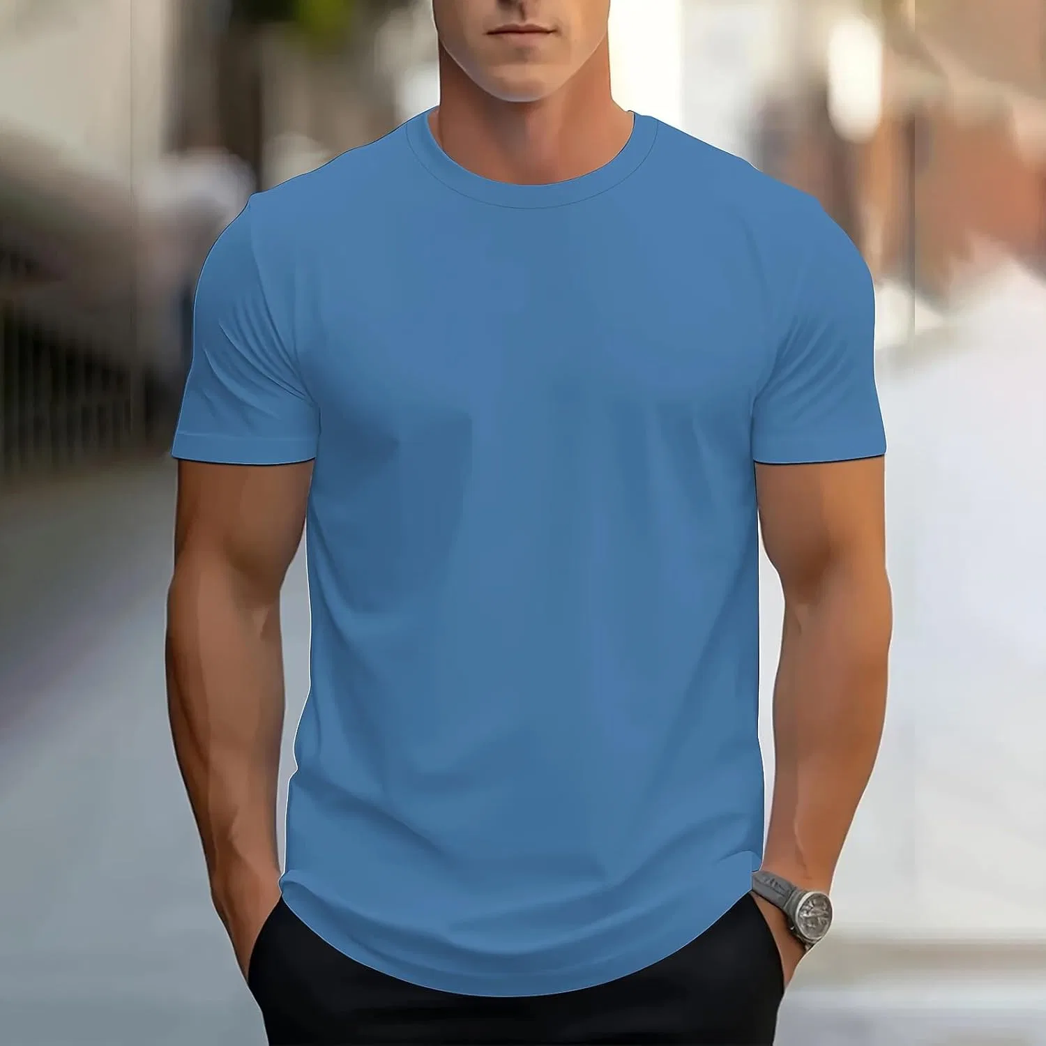 Мужская футболка для фитнеса Crewneck, Blue — фото 3