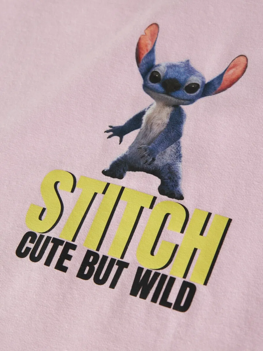 Футболка NAME IT 'NKFJYNIN STITCH' нежно-розового цвета — фото 3