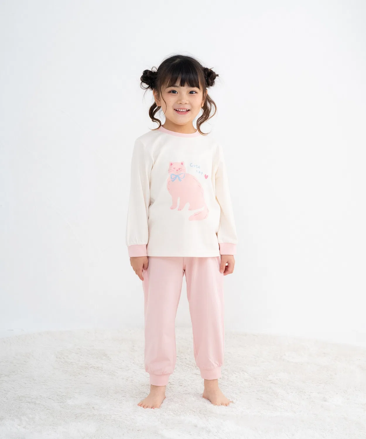 Детская пижама с принтом Lobster/Cat stample, Light Pink