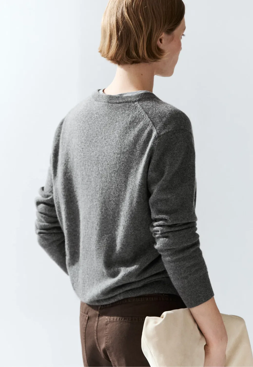 Свитер с длинными рукавами из 100% кашемира Massimo Dutti, Grey — фото 3