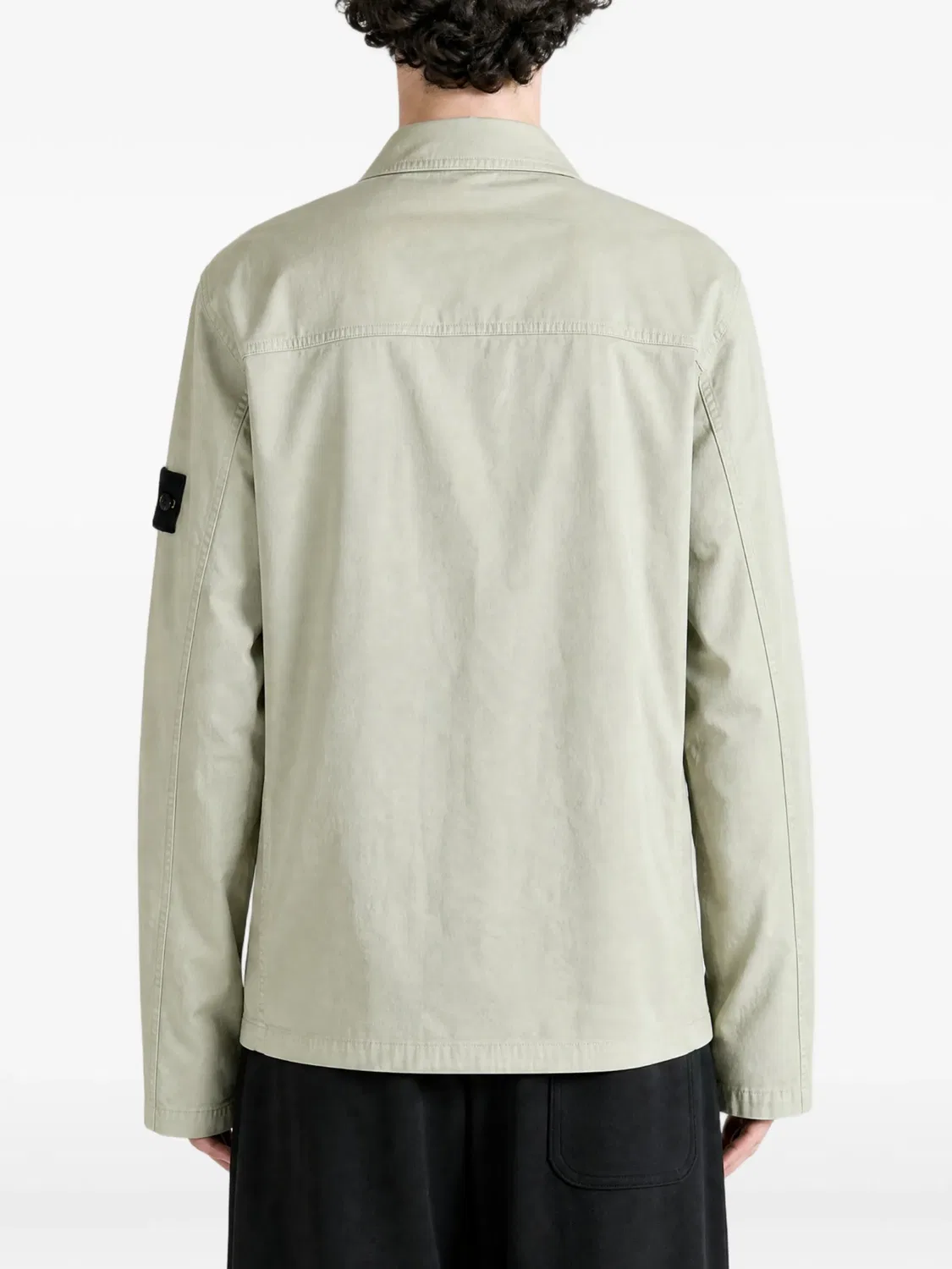 Атласная рубашка 1200010 из органического хлопка Stone Island, нейтральные цвета — фото 4