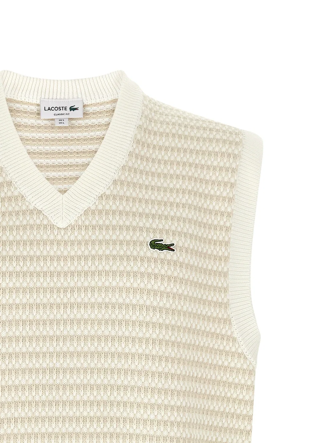 Вязаный жилет Lacoste, бежевый — фото 3