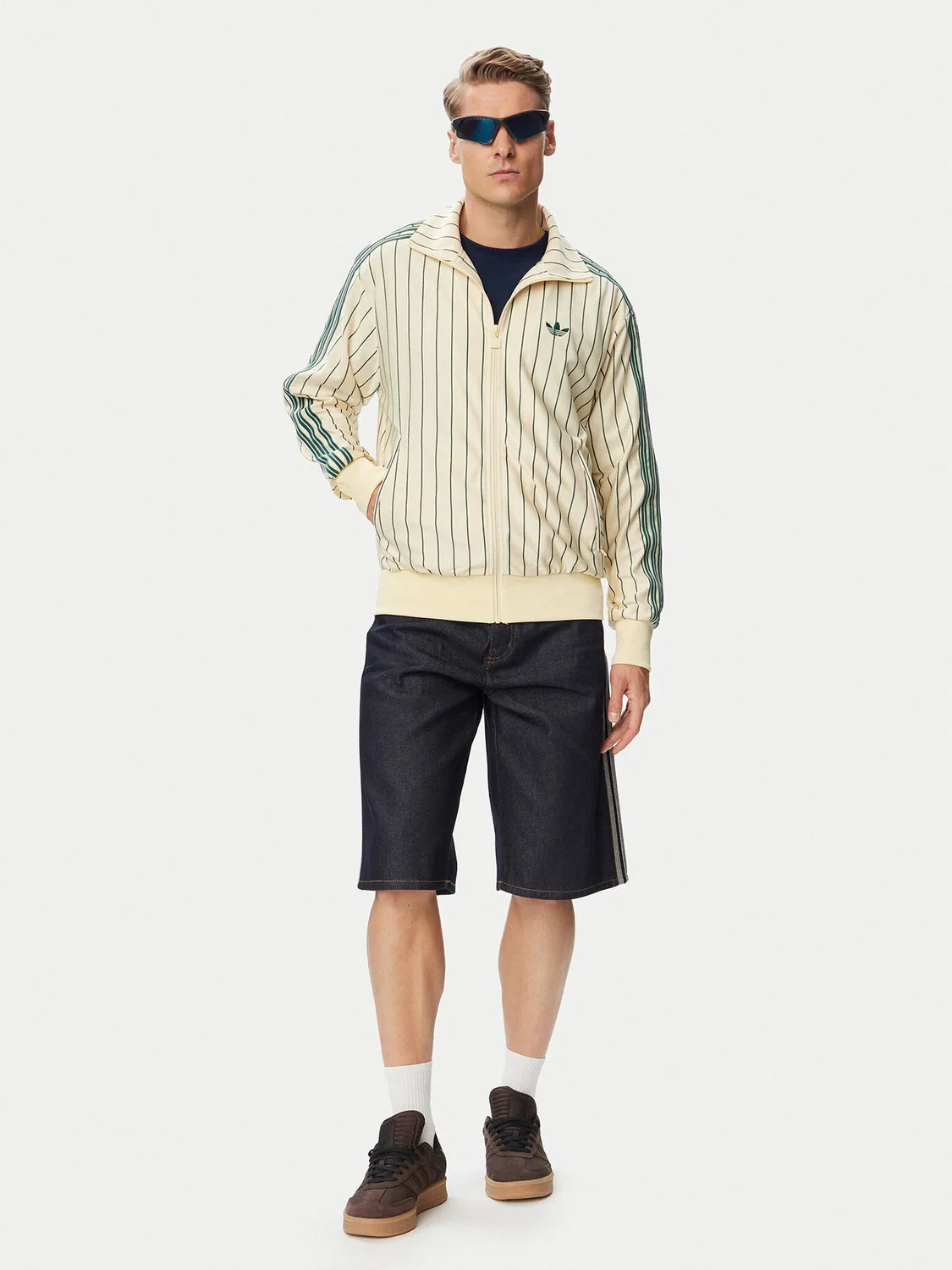 Мужская толстовка стандартного кроя Firebird Pinstripes Track Top Adidas, кремовый — фото 2