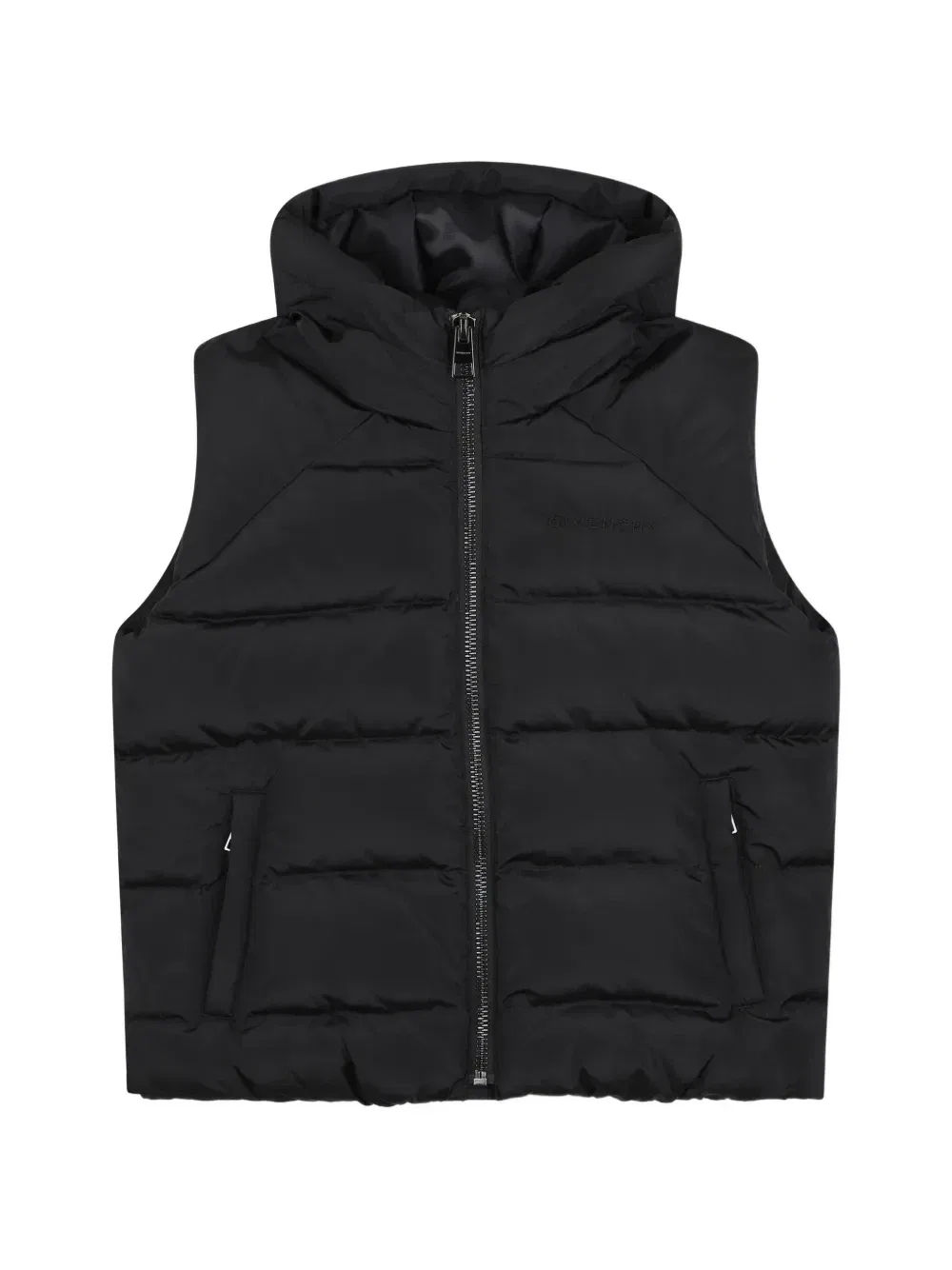 Стеганый жилет с капюшоном Givenchy Kids, черный