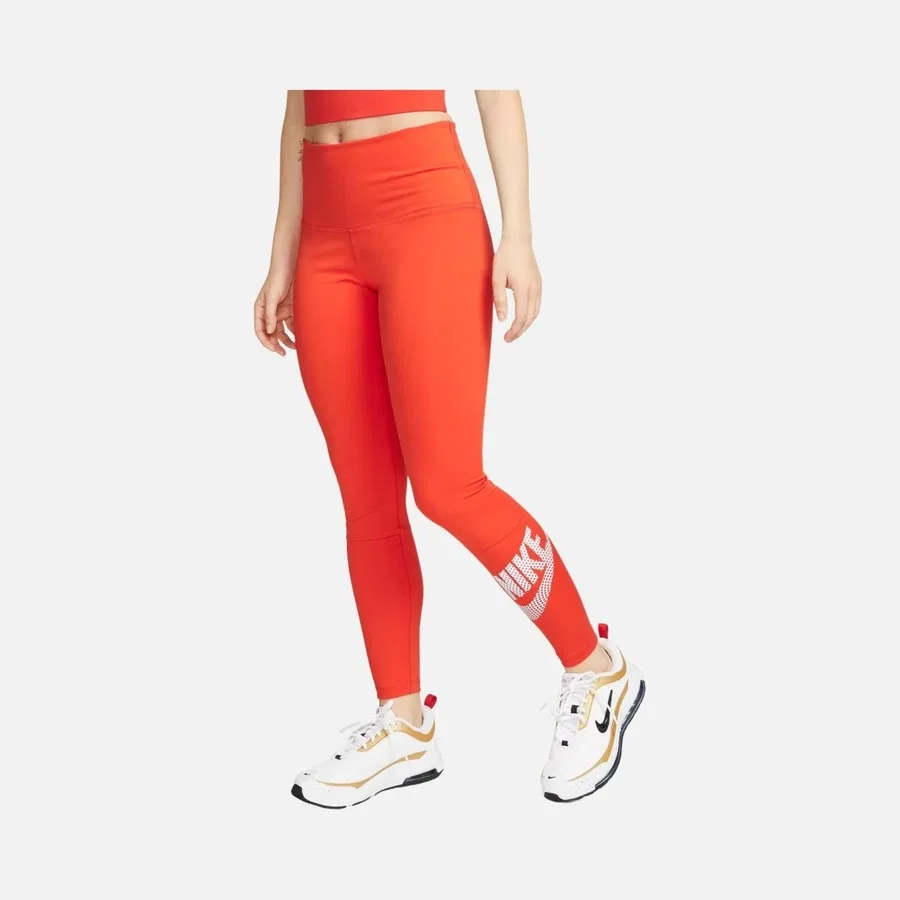 Женские леггинсы для танцев с высокой посадкой, цветблок, Dri-FIT, Nike, Красный