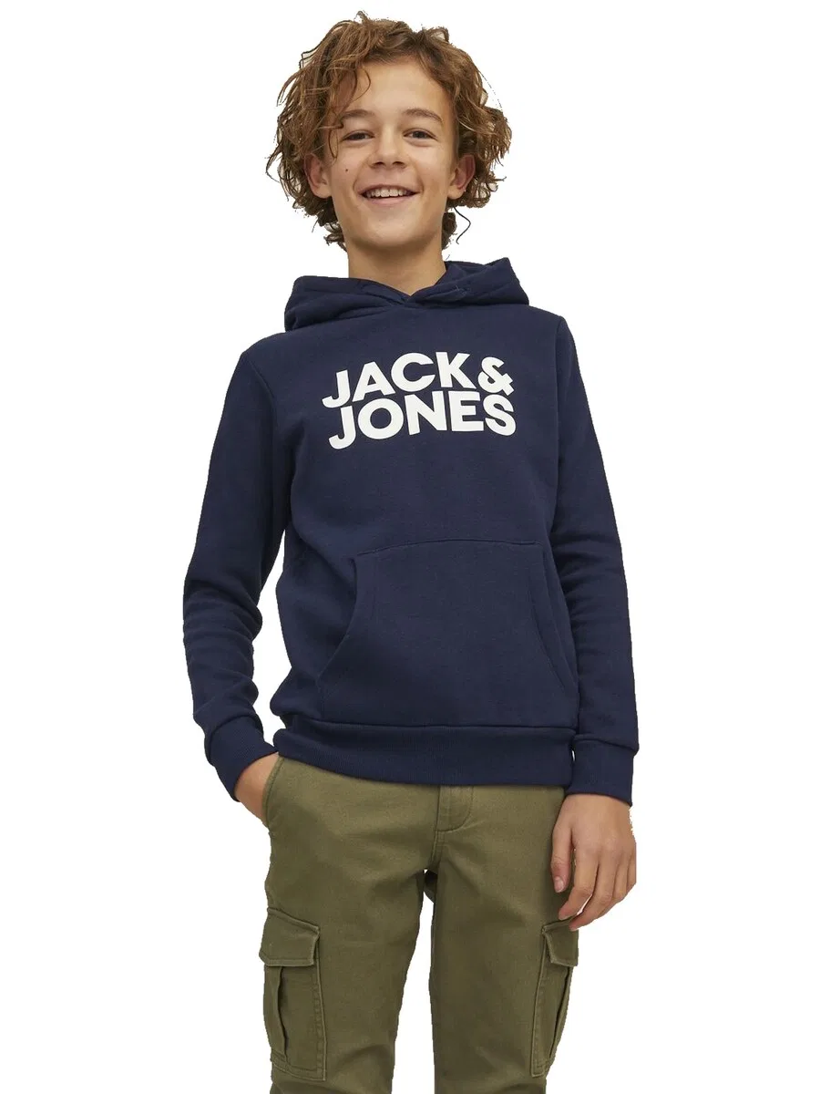 Детская толстовка Jack & Jones Junior с логотипом корпорации, синего цвета — фото 2