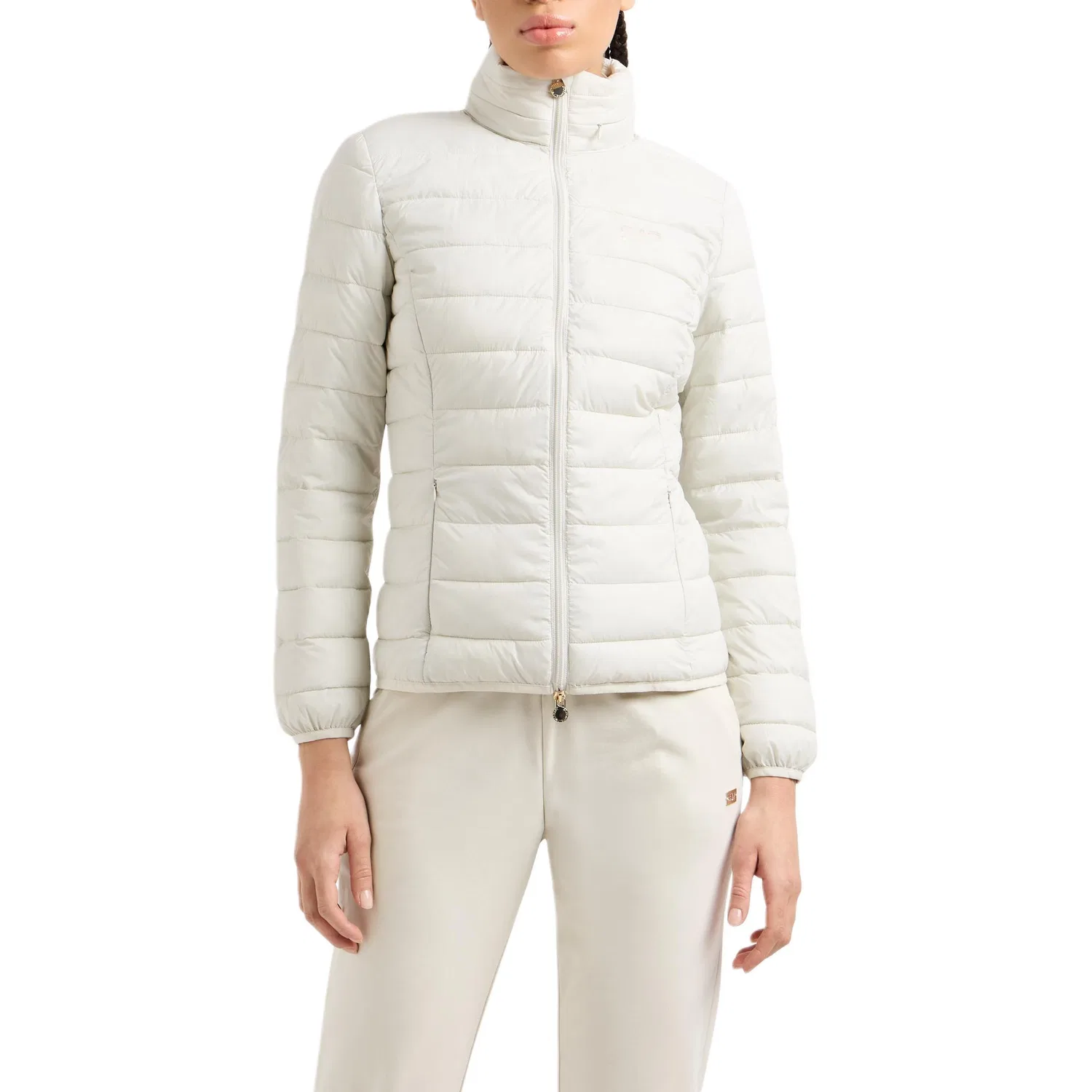 Женская куртка-пуховик с принтом Logo Printed Padded Jacket EMPORIO ARMANI, Белый — фото 3