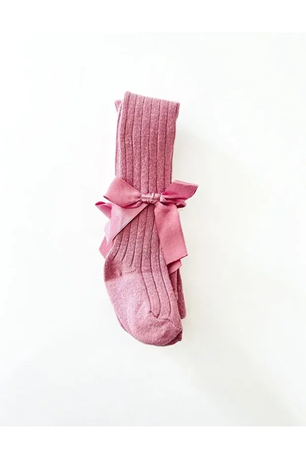 Детские колготки для девочек с бантом Colored Baby, Dried Rose