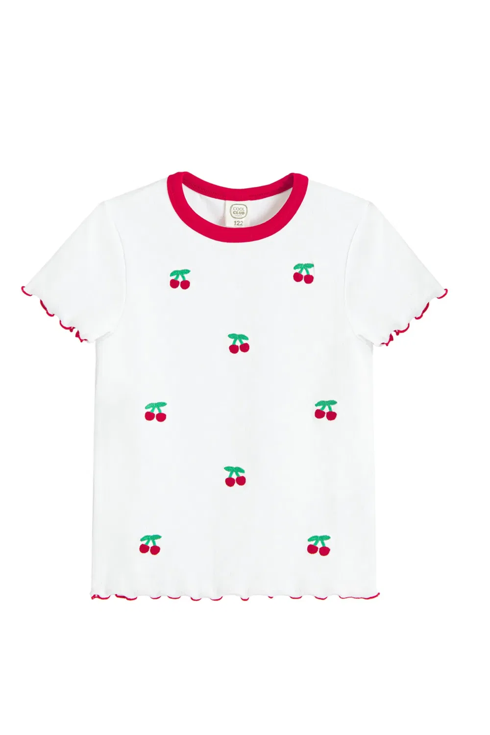 Детская футболка с вышивкой Cherry с коротким рукавом Cool Club, White