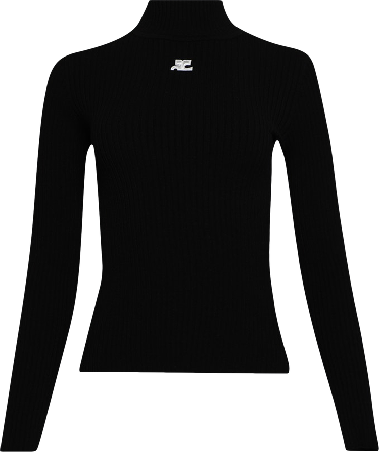 Свитер Courrèges Mockneck Rib Knit Sweater 'Black', черный - фото