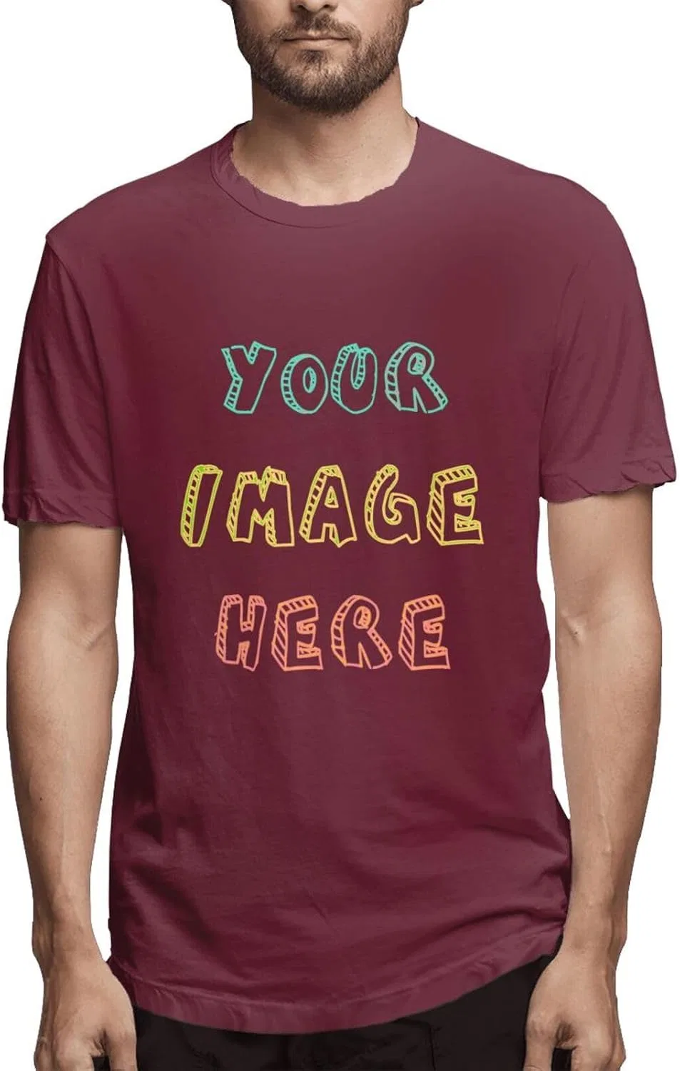 Мужская приталенная футболка с капюшоном Custom Shirts, Burgundy — фото 4