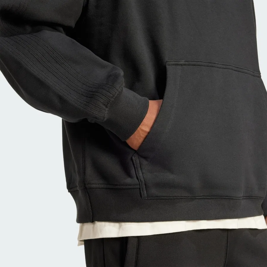 Худи с капюшоном хлопковое Premium Essentials Hoodie adidas, Черный — фото 4