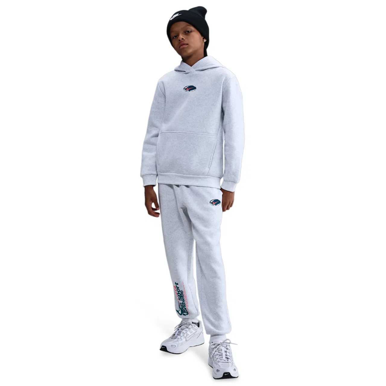 Худи для мальчиков Club Fleece Nike, цвет Bright Crimson/Birch Heather — фото 4