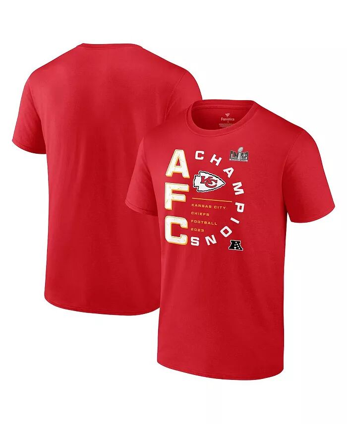 

Мужская красная футболка Kansas City Chiefs 2023 AFC Champions с правой стороны жеребьевки Fanatics