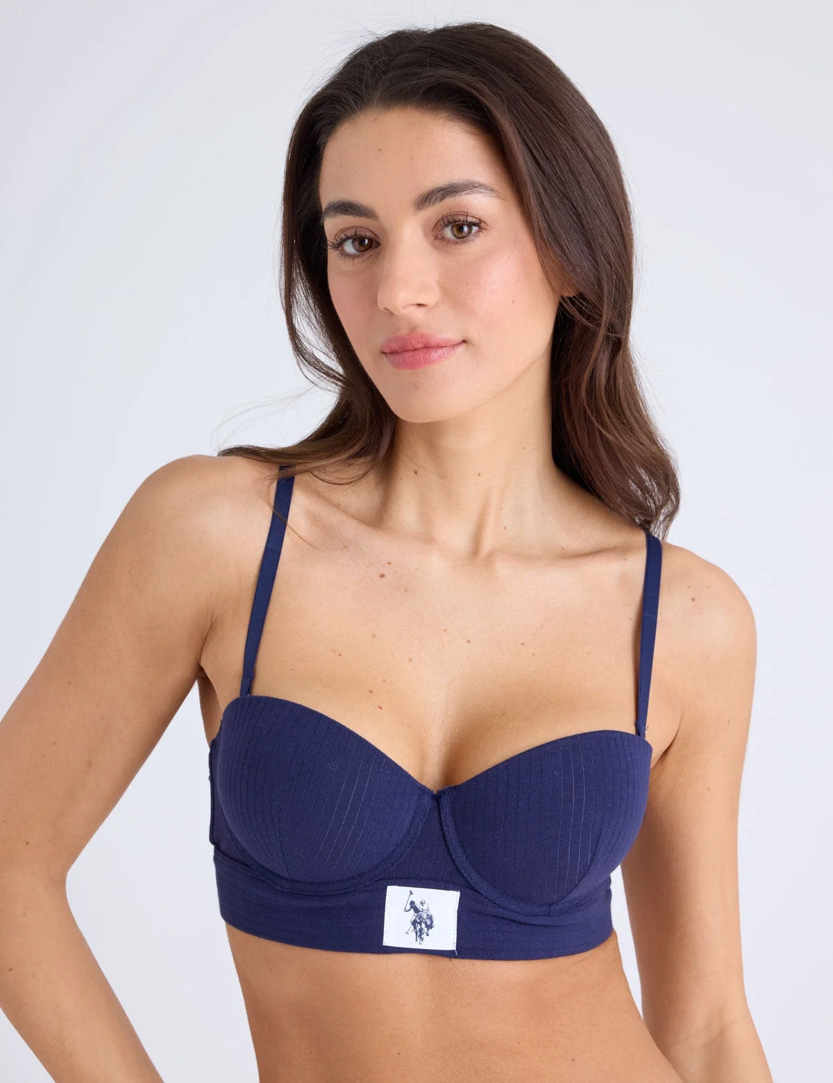 Женский комплект бюстгальтеров U.S. Polo Assn. Push Up Ribbed Cotton Span, 2 шт, темно-синий/серый — фото 3