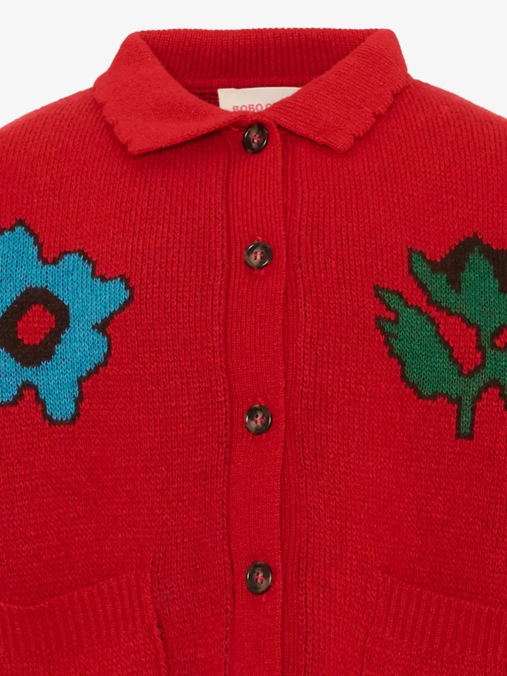 Вязаный кардиган с воротником и цветочным узором BOBO CHOSES, красный — фото 3