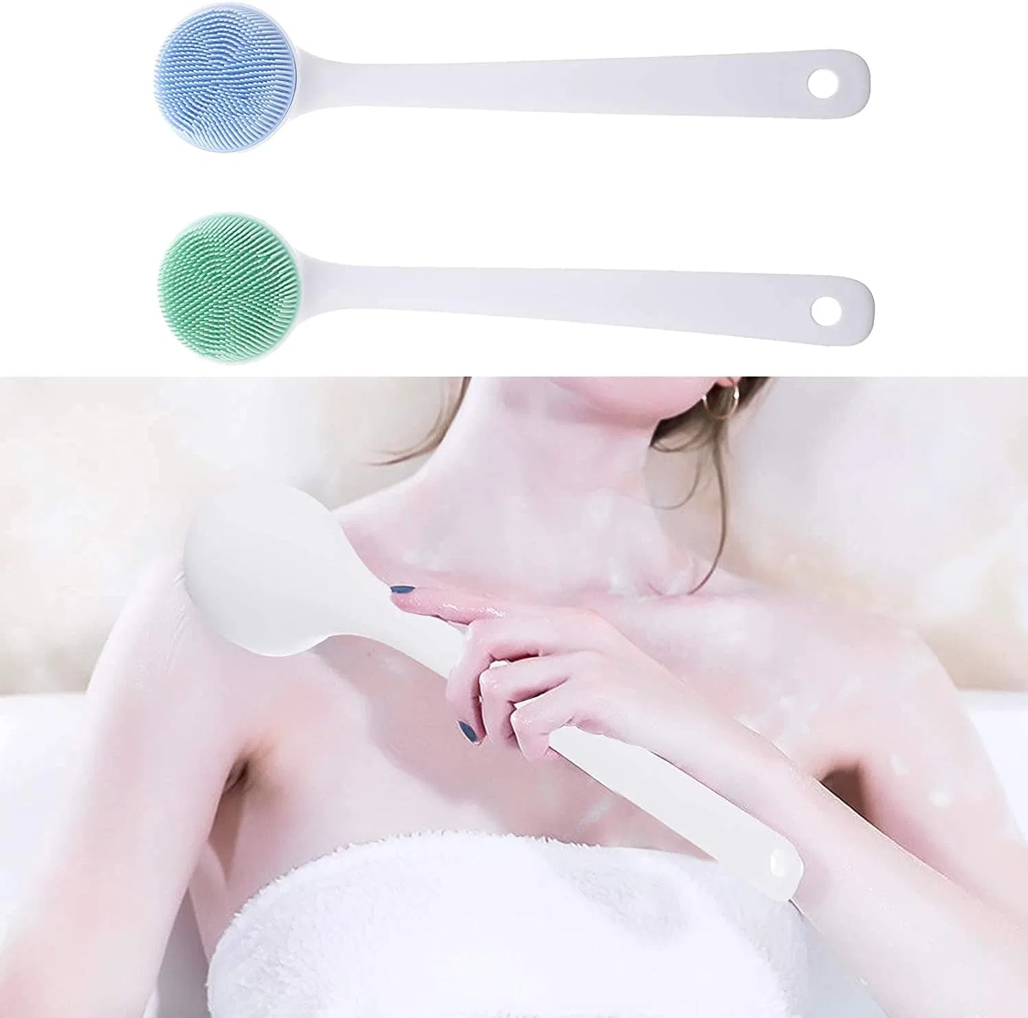 Щетка для тела с мягкой щетиной MXXHFC, 2 шт, Green Blue — фото 2