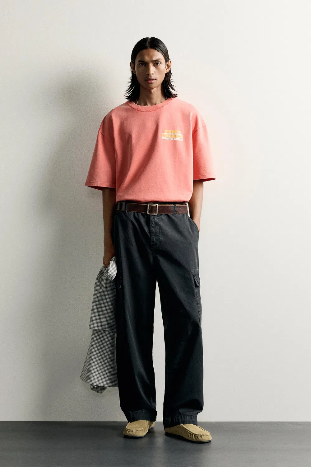 Свитшот с принтом и надписью, прошедший предварительную обработку. ZARA, Faded pink
