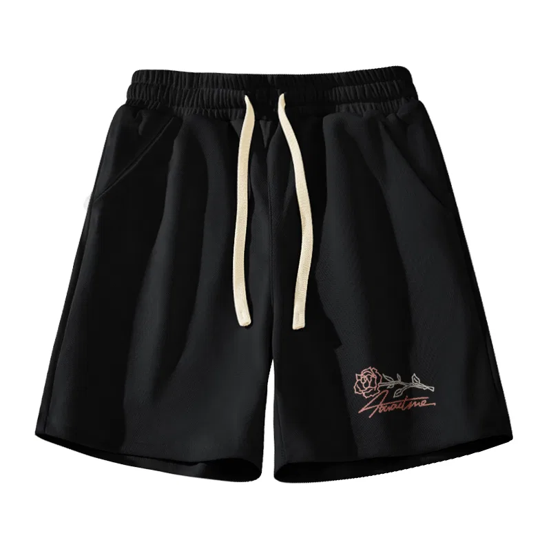 Детские шорты повседневные [300g Heavyweight]Black (Ma English Rose Pants Center Logo) MINISO, Черный