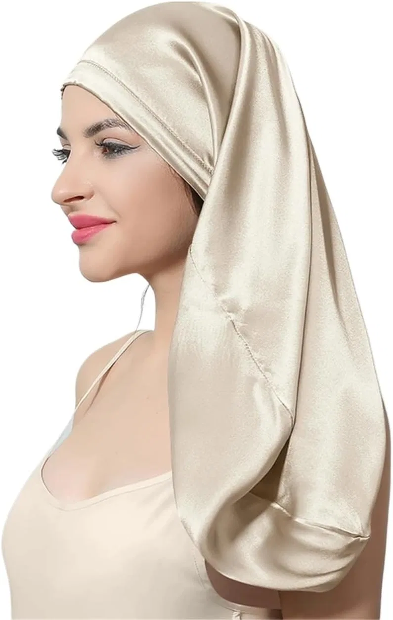 Шелковая шапочка для сна LSNNMU, Khaki, 50 см