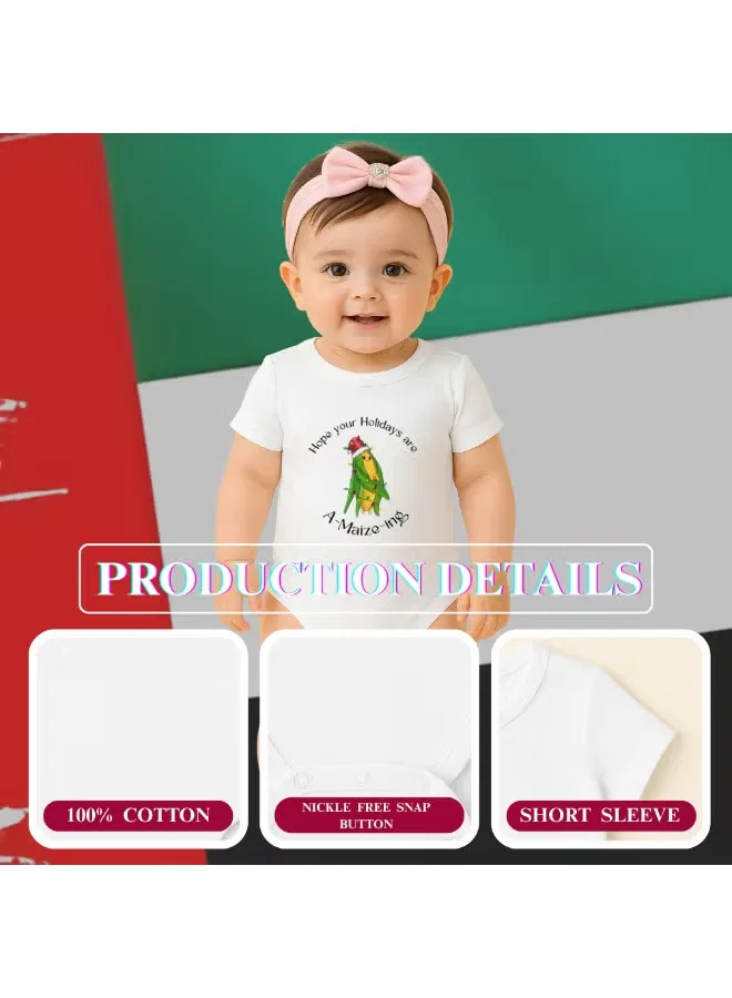 Боди-комбинезон с коротким рукавом, праздничный дизайн, Printshop4Me, белый — фото 3