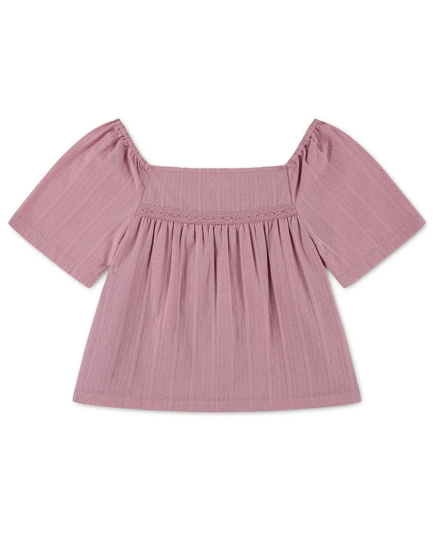 Детское топ-трапеция с коротким рукавом для девочек Boho Swing Top abercrombie kids, Dusty Rose